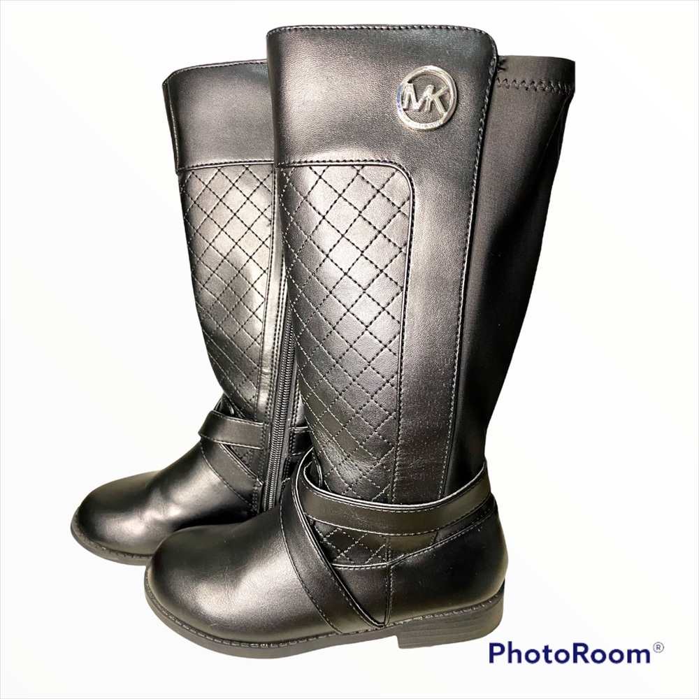 Michael Kors girls black leather boots